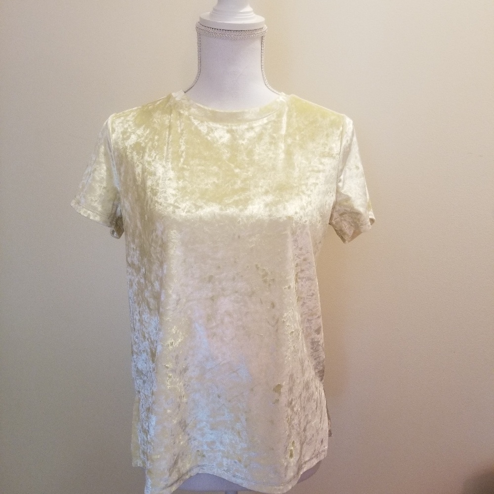 Pale Yellow Faux Crushed Velvet Top